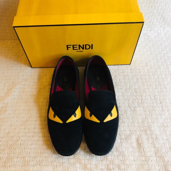 Fendi Monster Eyes Suede Evening Black Slipper - Picture 4 of 8